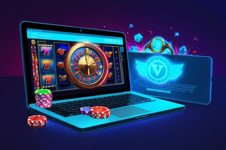 Studio siaran Kasino Langsung dengan meja baccarat dan dealer berseragam profesional